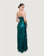 Green Sequin Feather Pearl Gown
