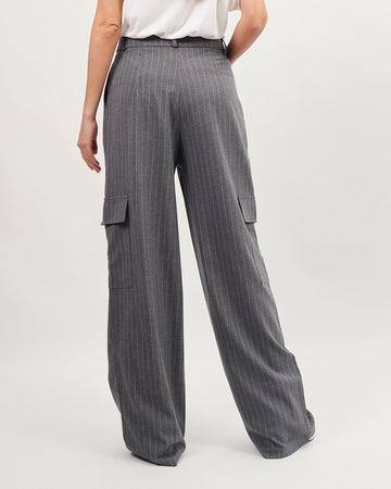 Grey striped cargo pants