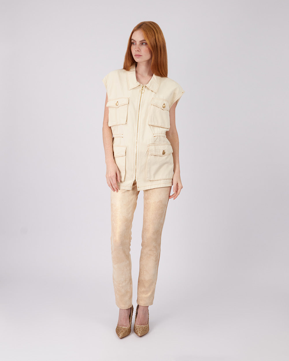 Beige Straight Leg Pant