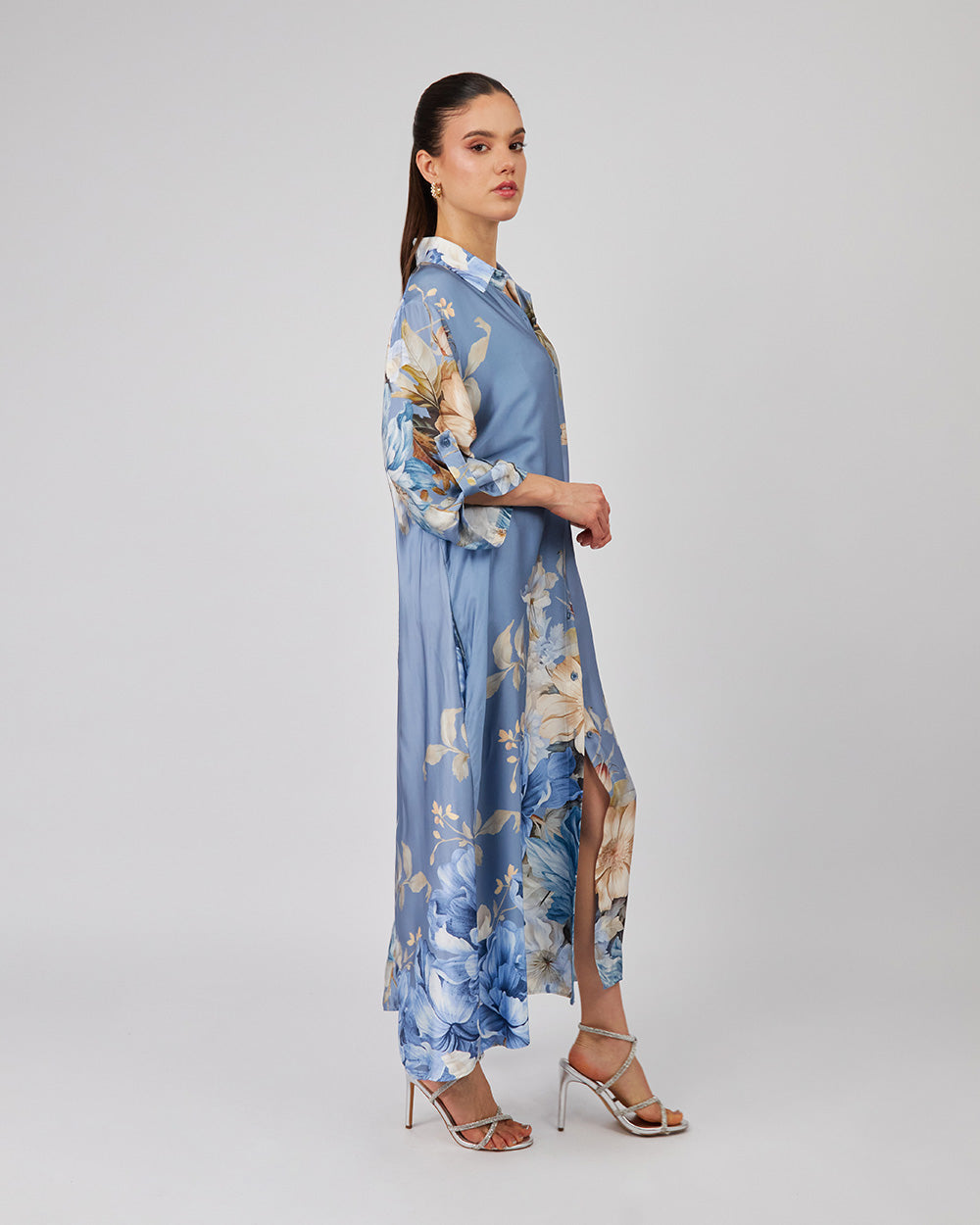 Light Blue Shirt Dress Blue Flowers
