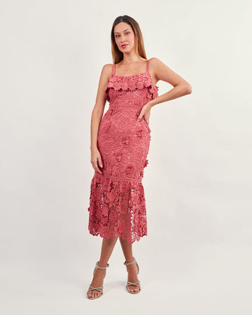 Pink flower midi dress