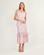 Pink flower tulle midi dress