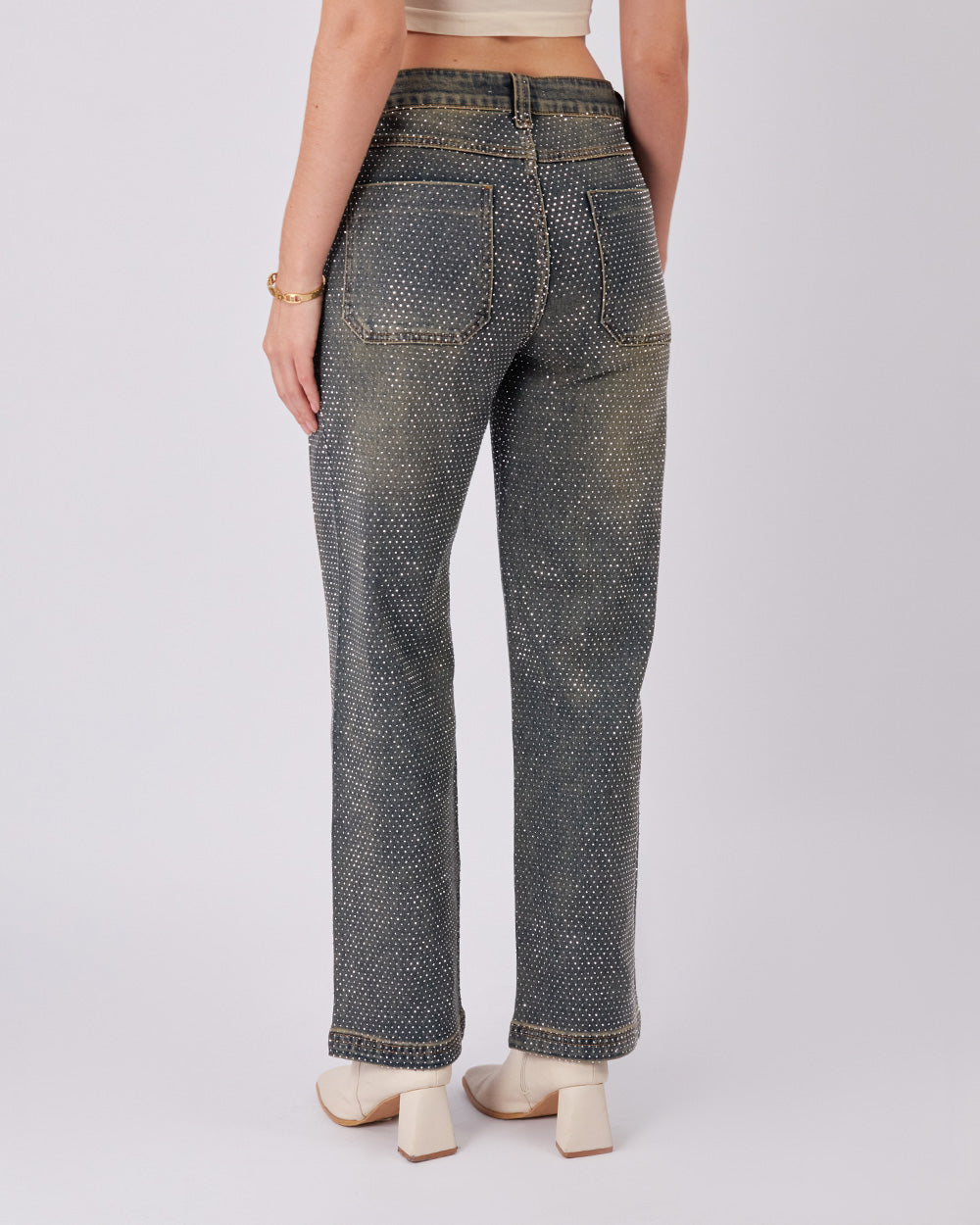 Full Sparkle Denim Green Blue Pants