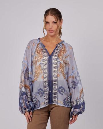 Light Blue Printed Blouse