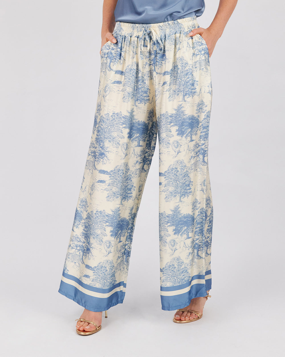 Pearl Light Blue Silk Pants
