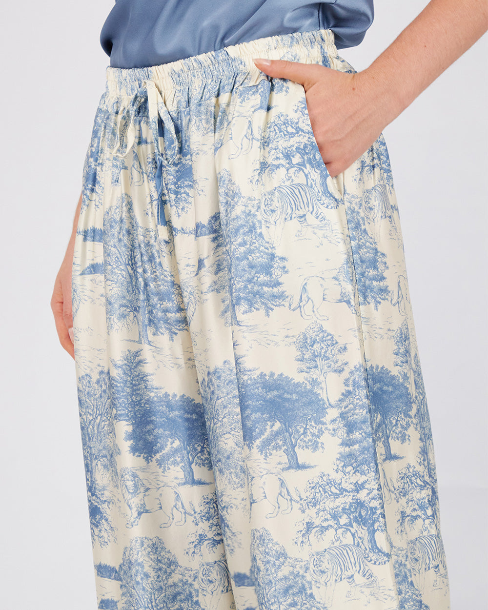 Pearl Light Blue Silk Pants