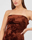 Brown Velvet Strapless Dress