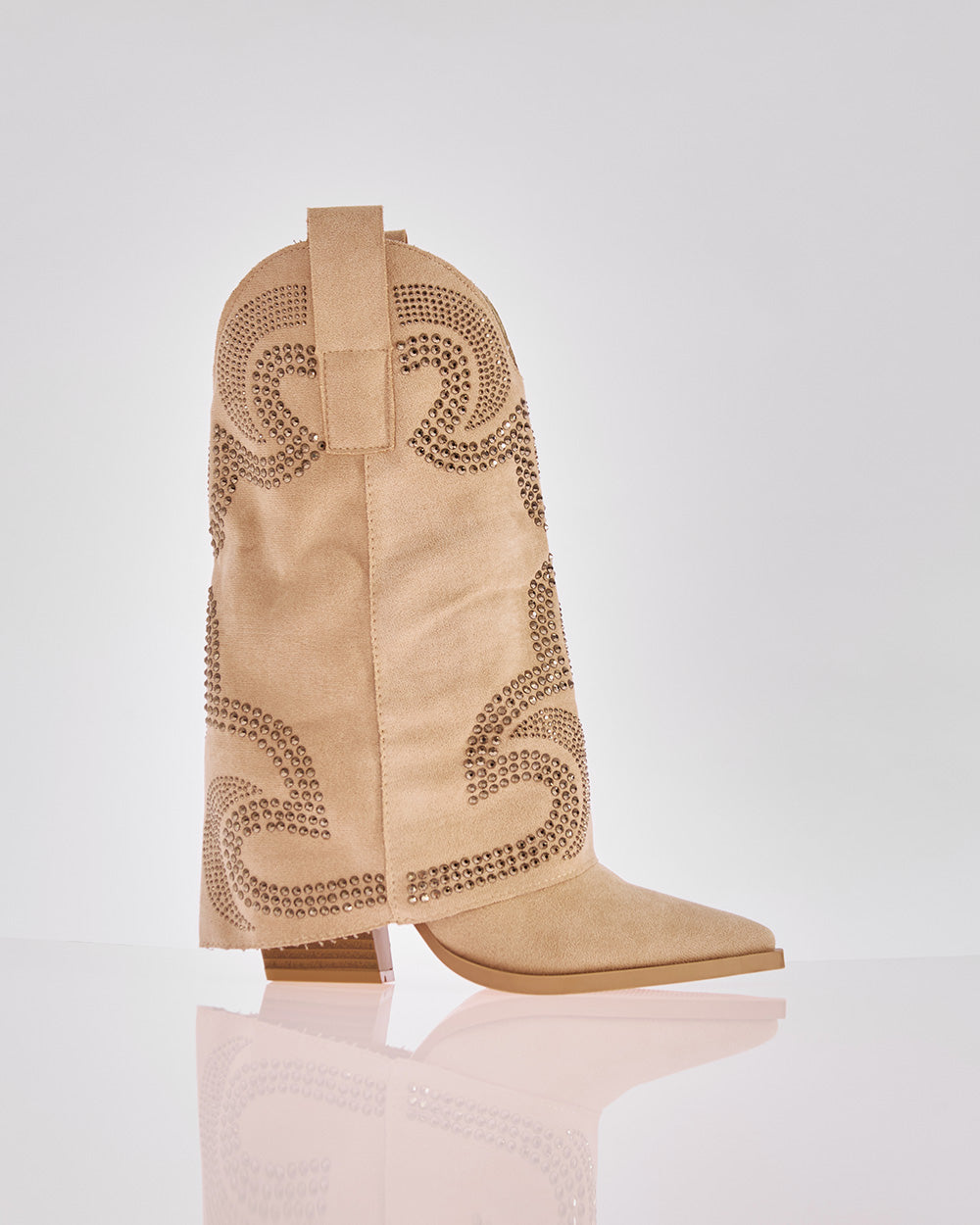 Beige suede cowboy boots