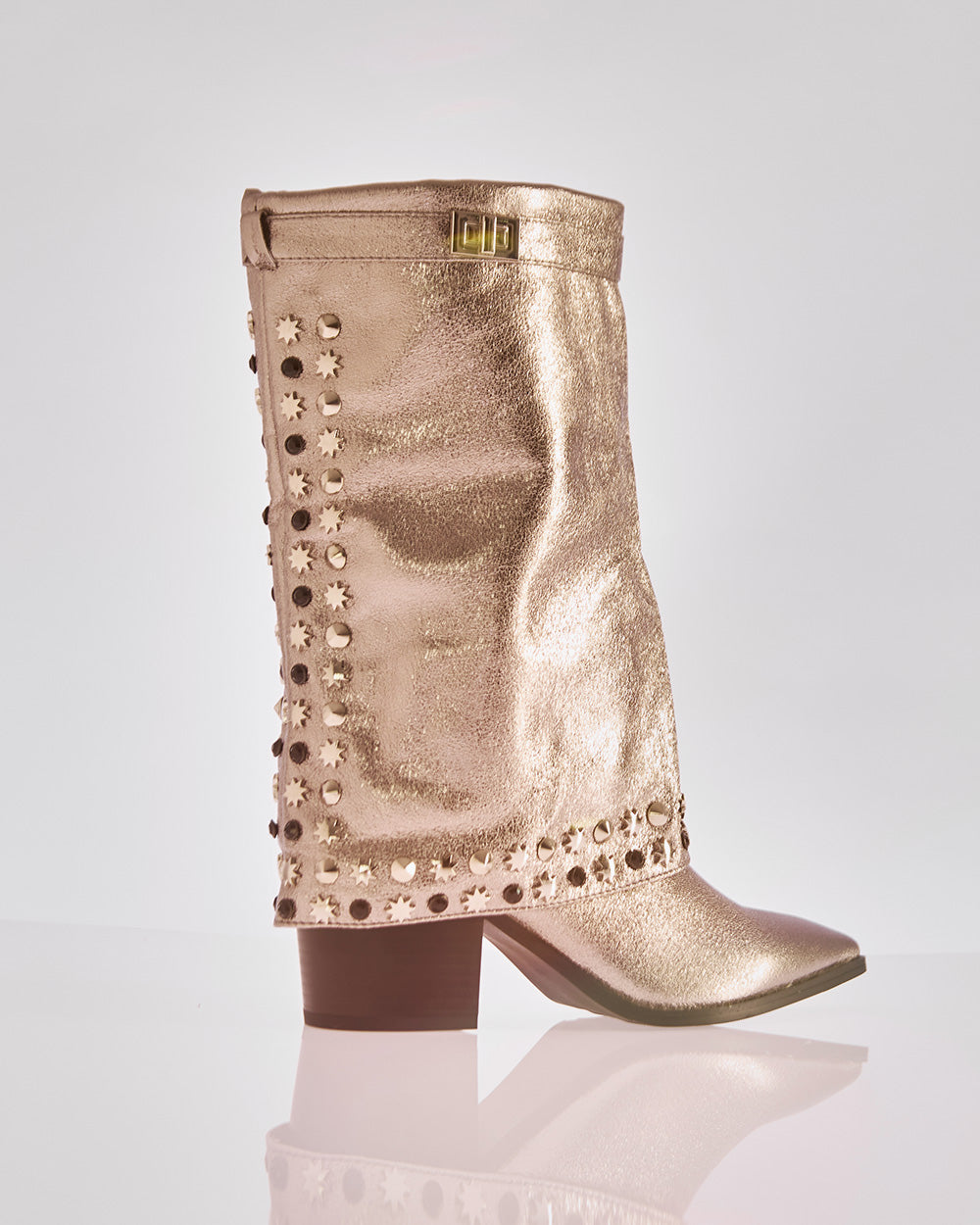 Silver vegan leather boot