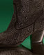 Black suede cowboy boot