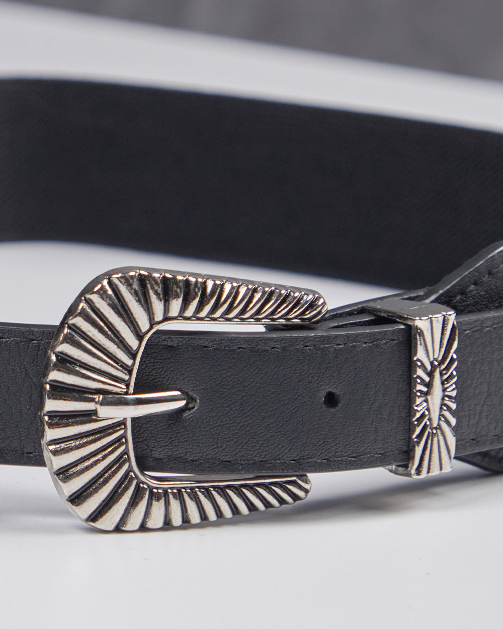 Black Belt Double Silver Buckle