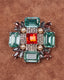 Green And Red Cross Brooch