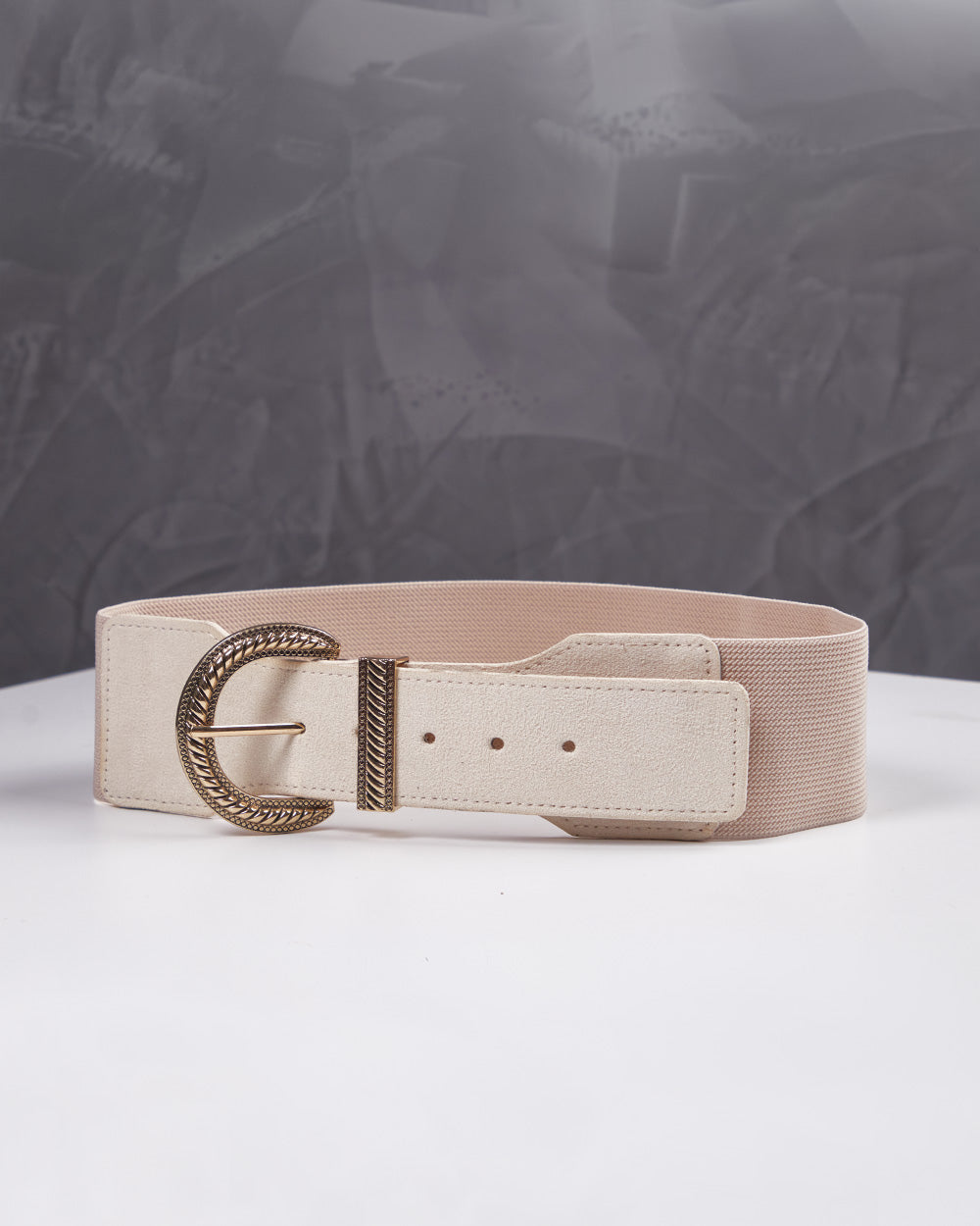 Beige Suede And Elastic Belt