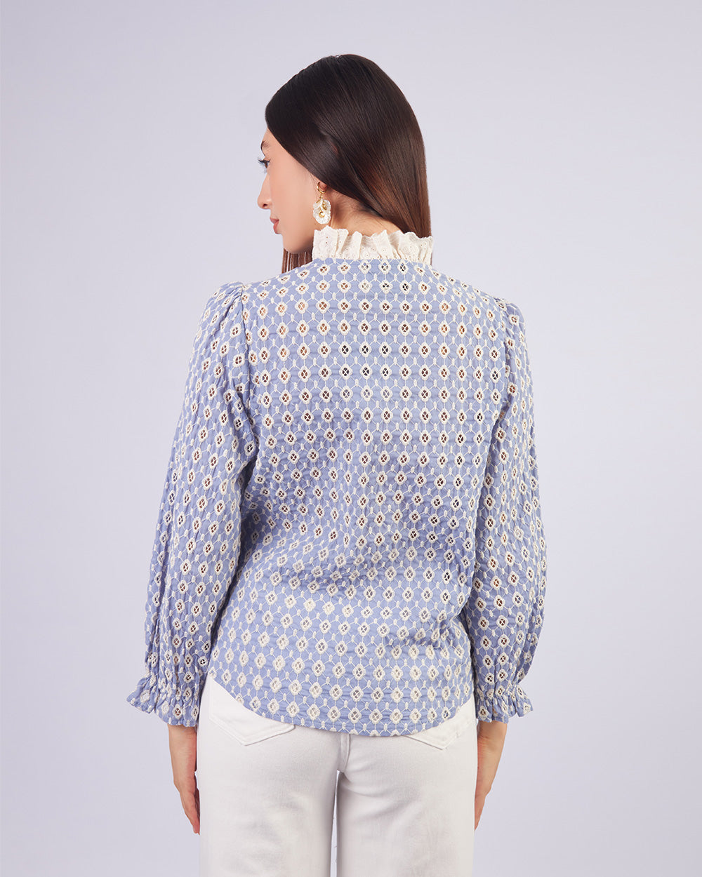 Light Blue Brocade Blouse