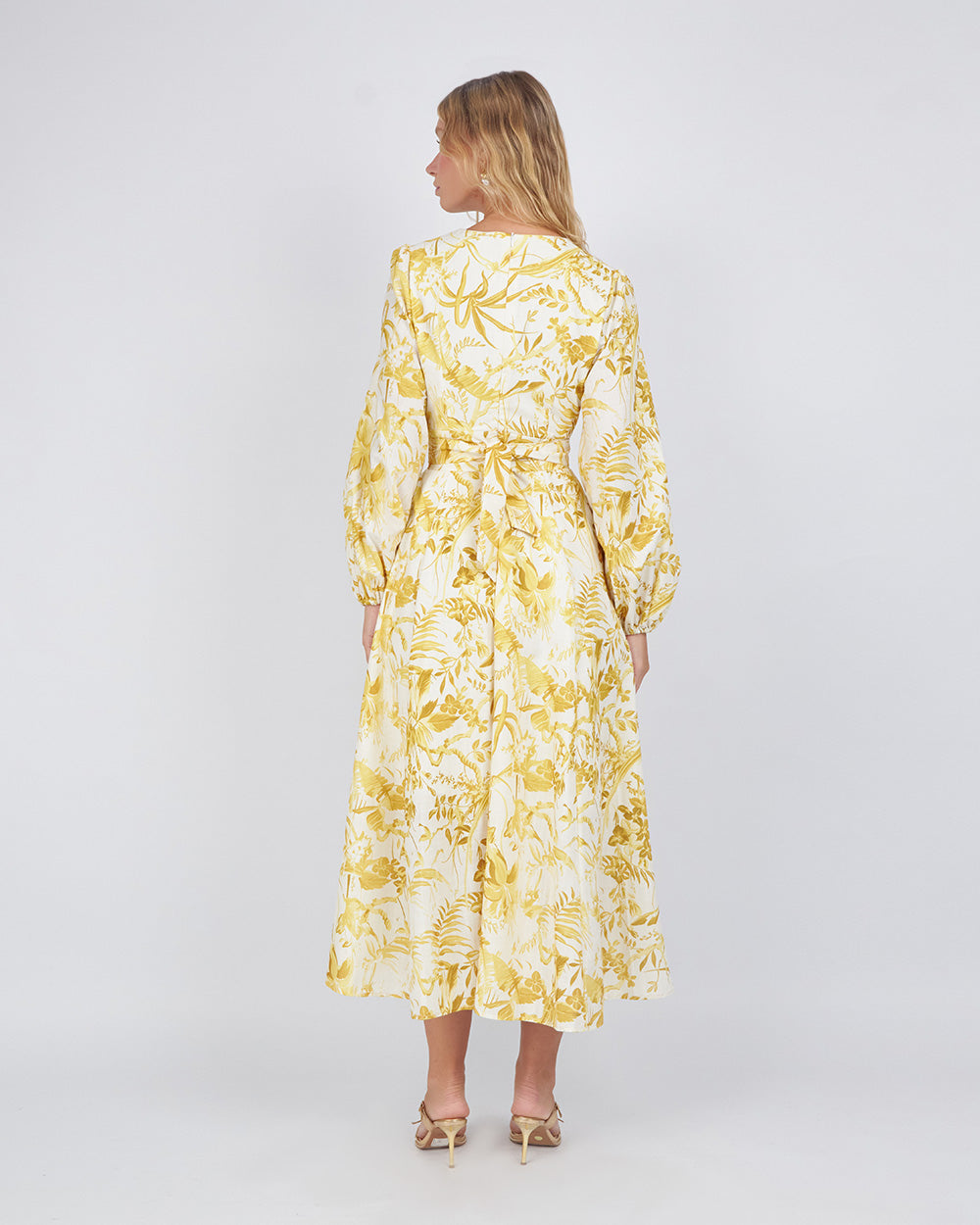 Yellow Dress With Leaf Print