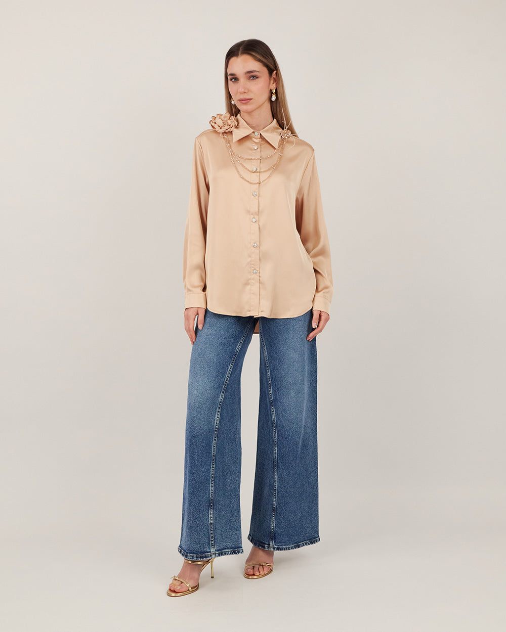 Champagne Satin Shirt