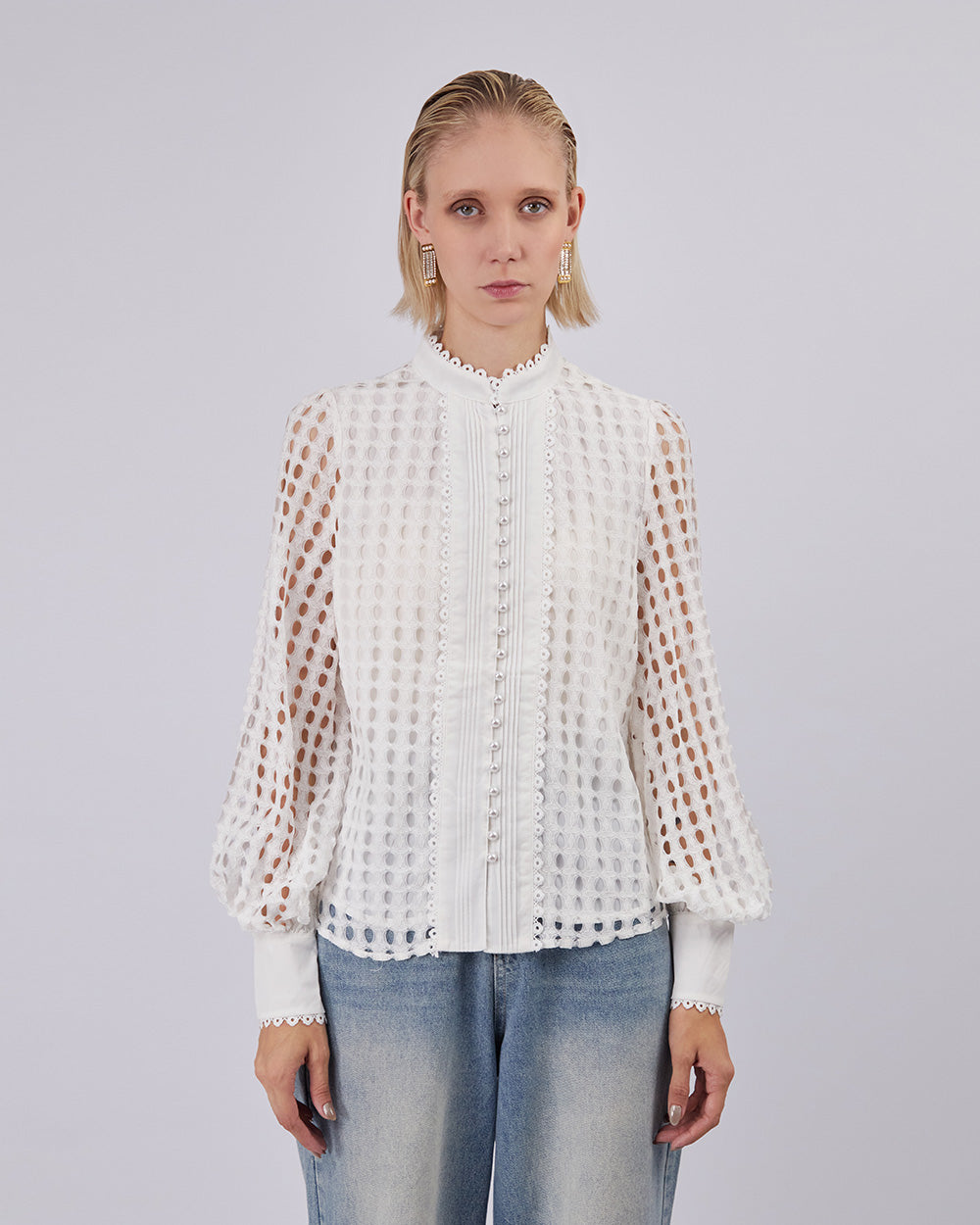 White Blouse Neru Collar