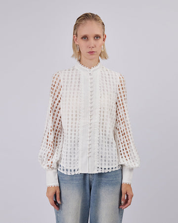White Blouse Neru Collar