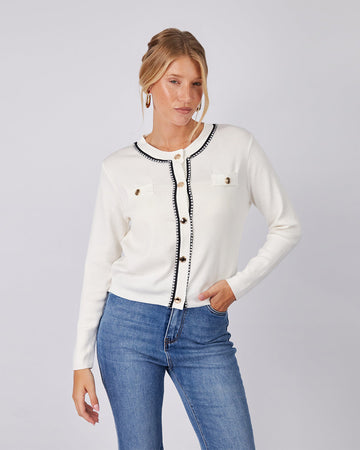 Pearl Cardigan Black Trim