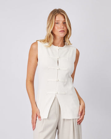 Cream Vest Tang Buttons