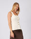 Cream Knit Top Gold Buttons