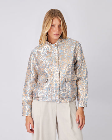 Beige Jacket Light Blue Floral Print
