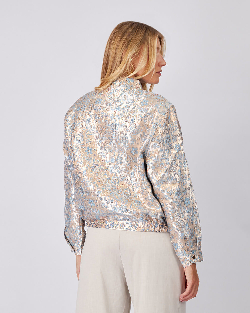 Beige Jacket Light Blue Floral Print