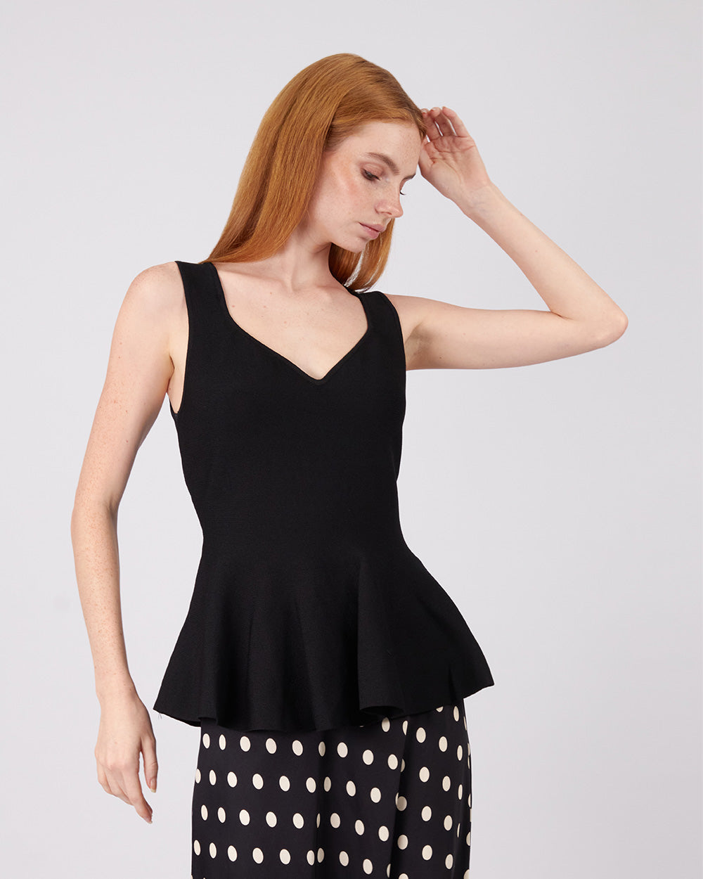 Black Peplum Knit Top