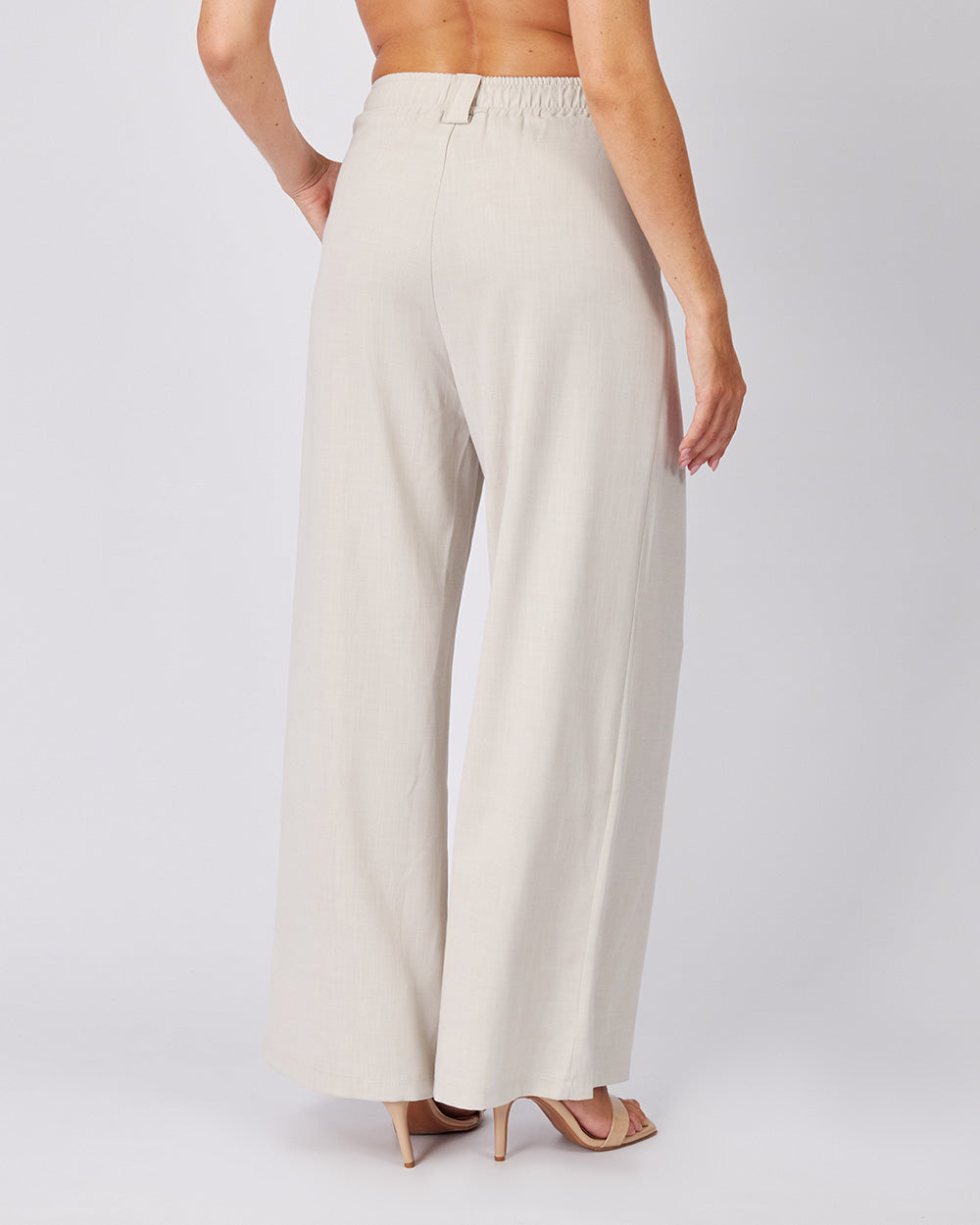 Beige Pants Elastic Waist