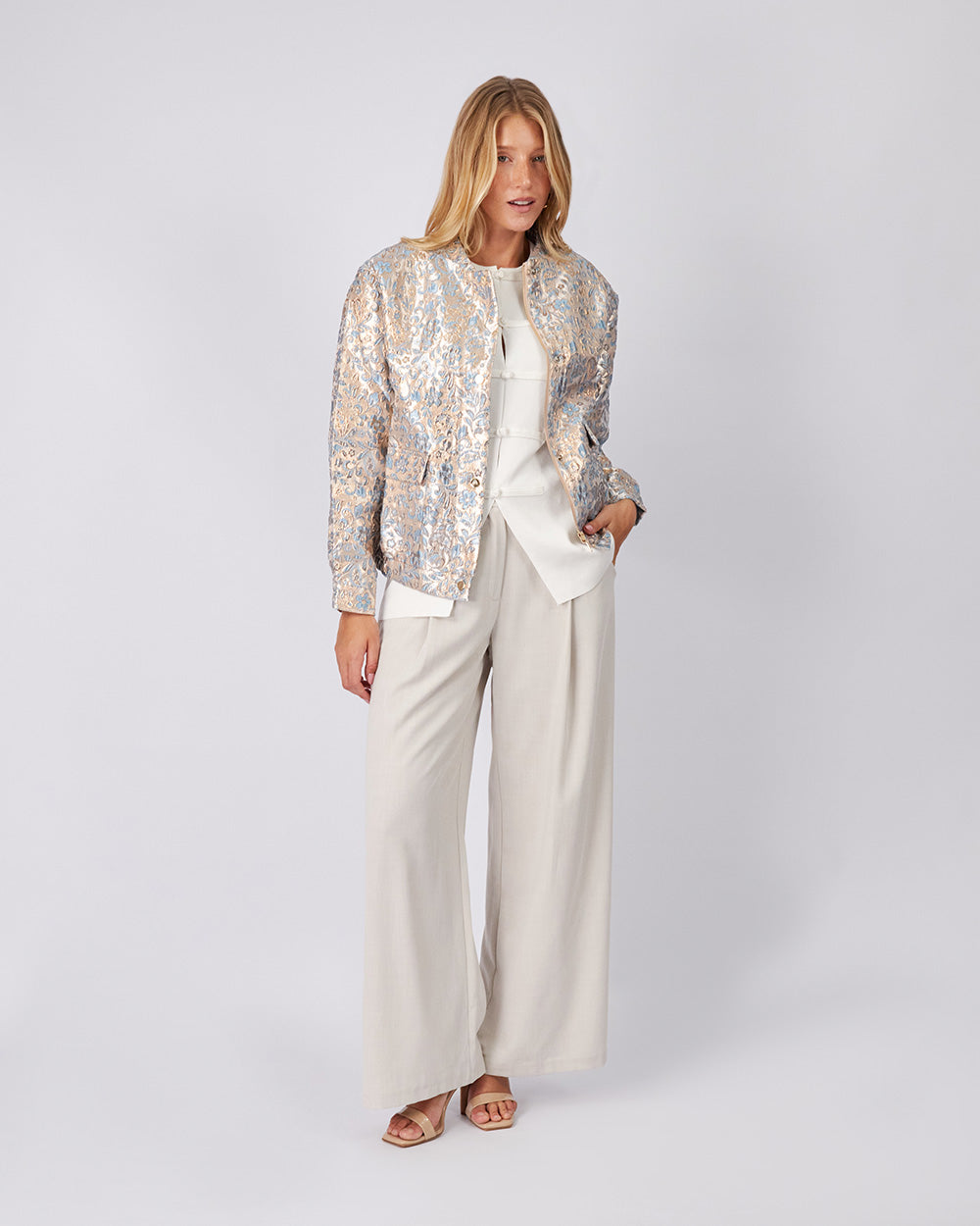 Beige Pants Elastic Waist