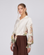 Cream Shirt Brown Flowers