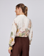 Cream Shirt Brown Flowers