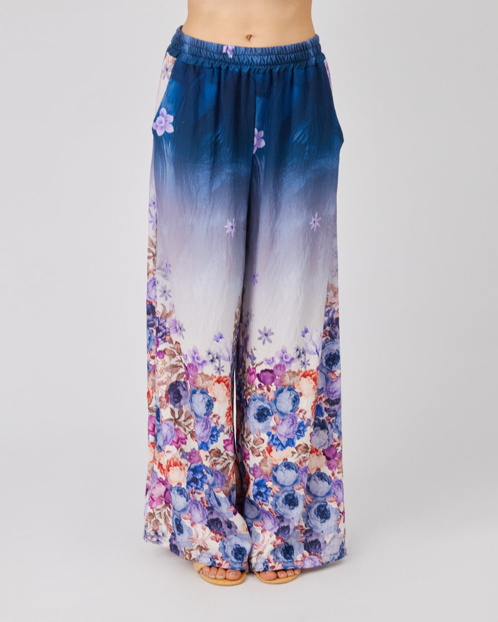 Blue Trousers With Lilac Flowers