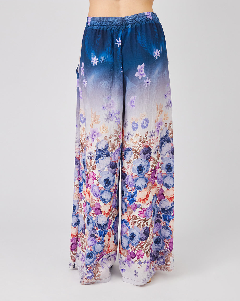 Blue Trousers With Lilac Flowers