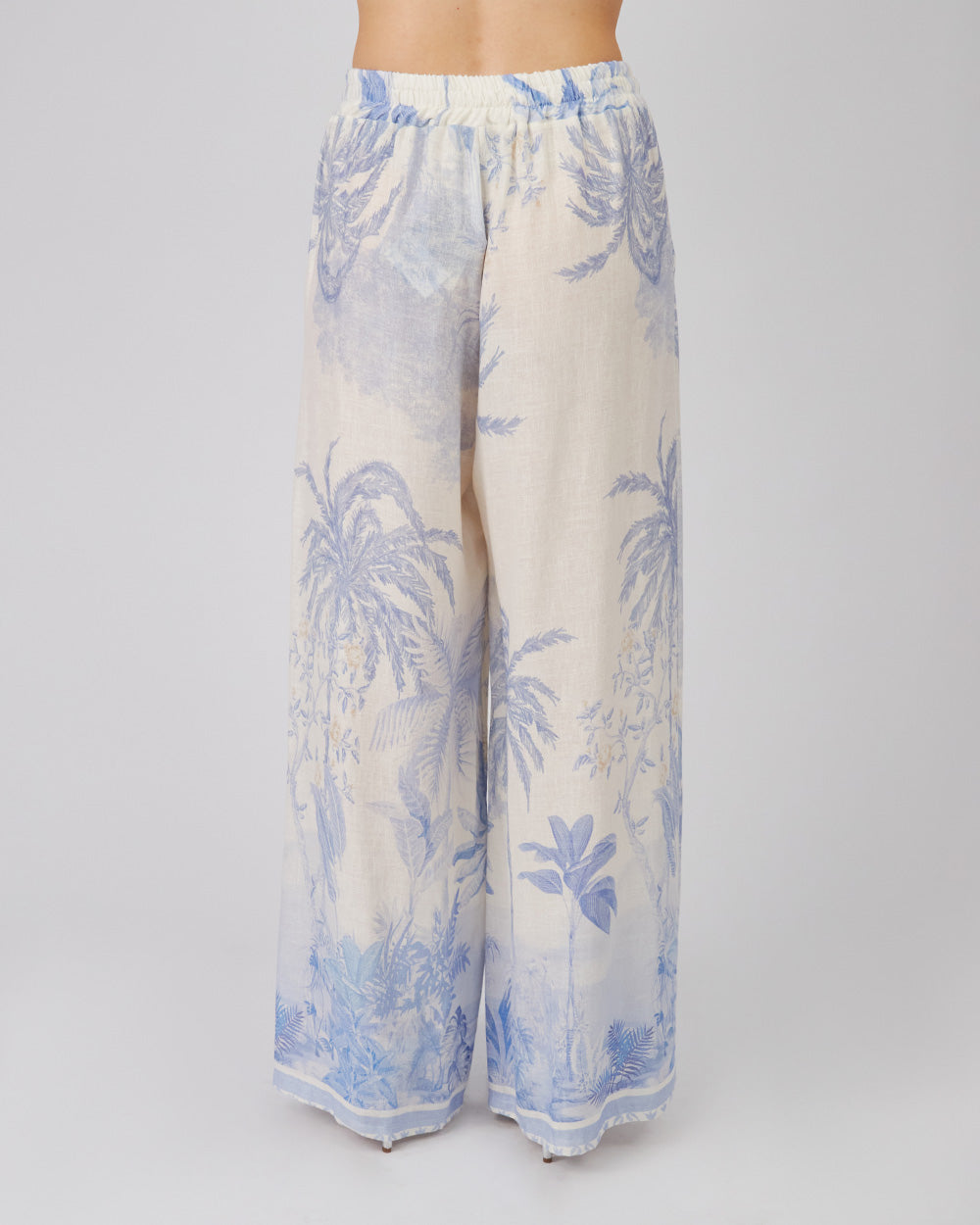 Light Blue Trousers With Blue Flowers