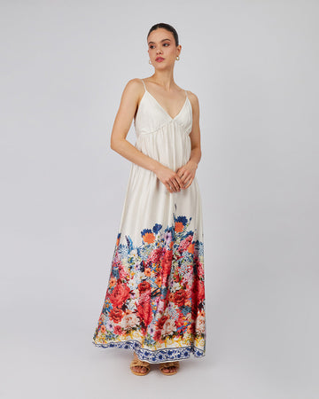 Cream Dress With Orange Flowers