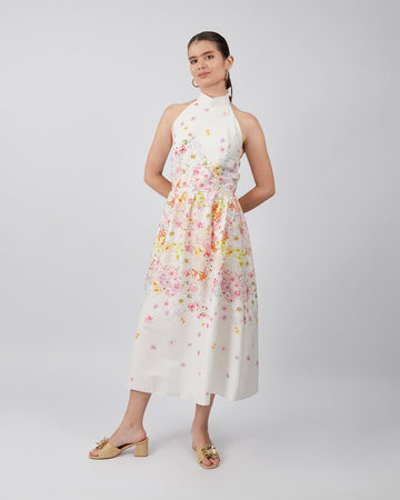 Floral Dress With Tie Neck