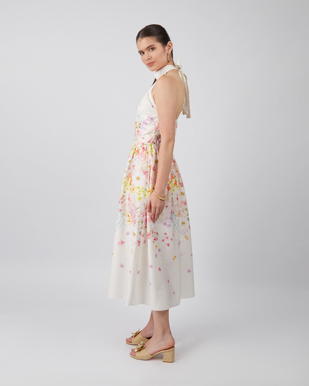 Floral Dress With Tie Neck