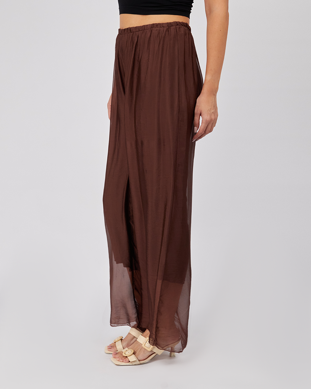 Brown Pants Elastic Waist