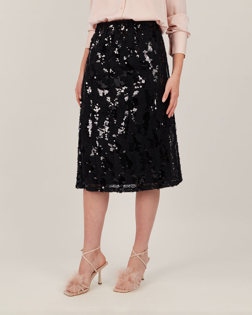 Black Organza Sequin Skirt