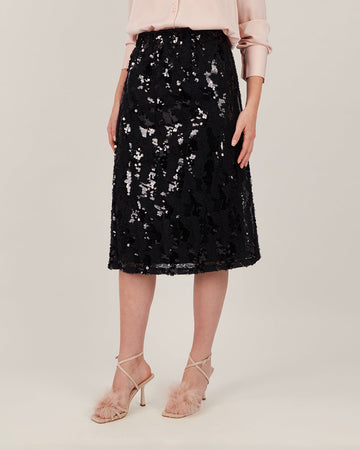 Black Organza Sequin Skirt
