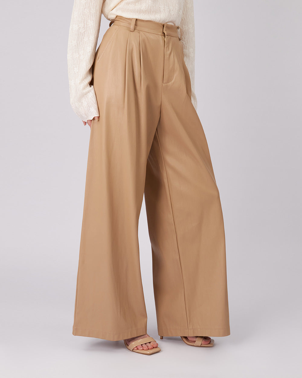 Beige Pleated Pant