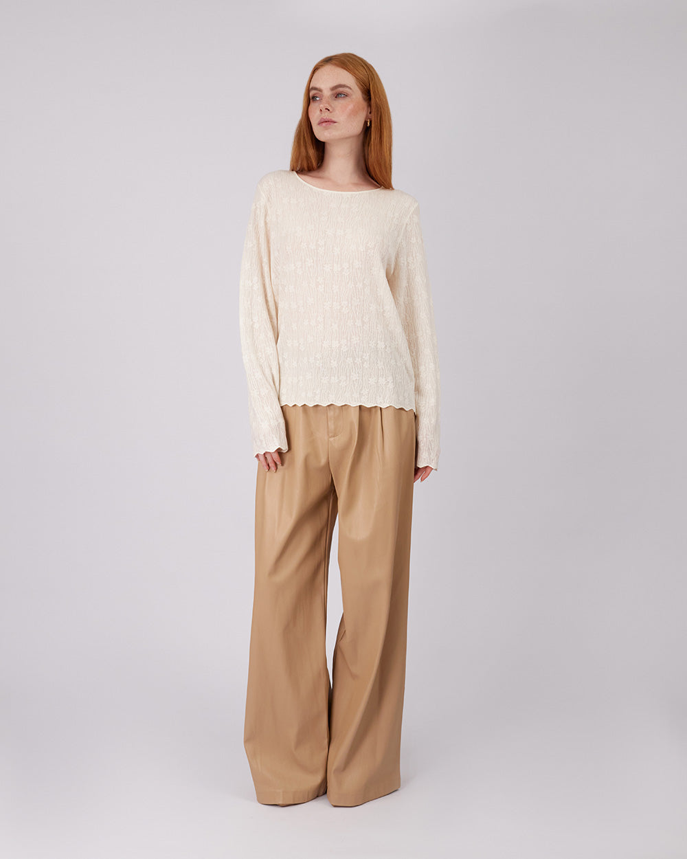 Beige Pleated Pant