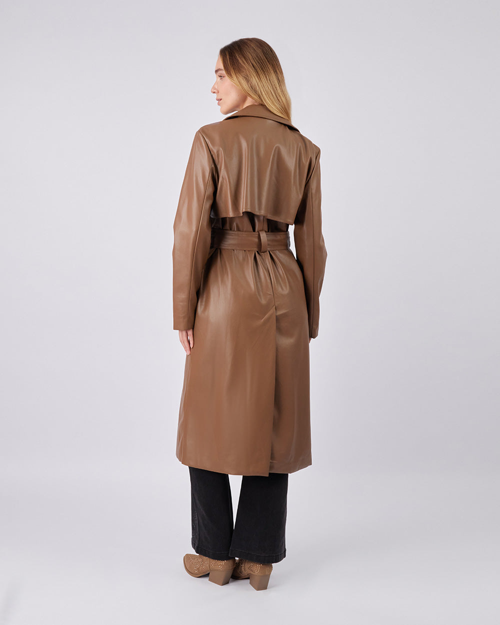 Long Brown Trench Coat Belt