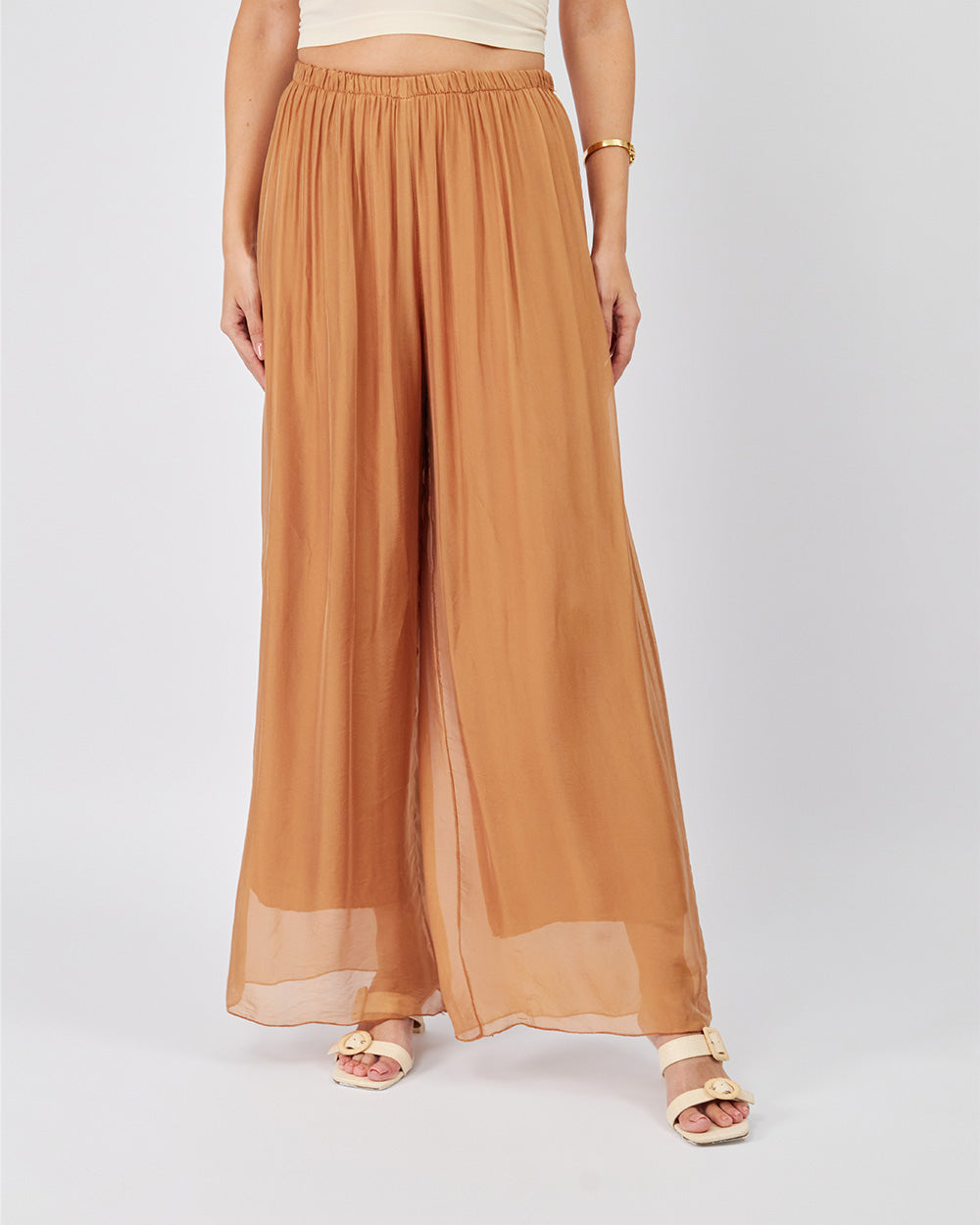 Camel Pants With Elastic Waist