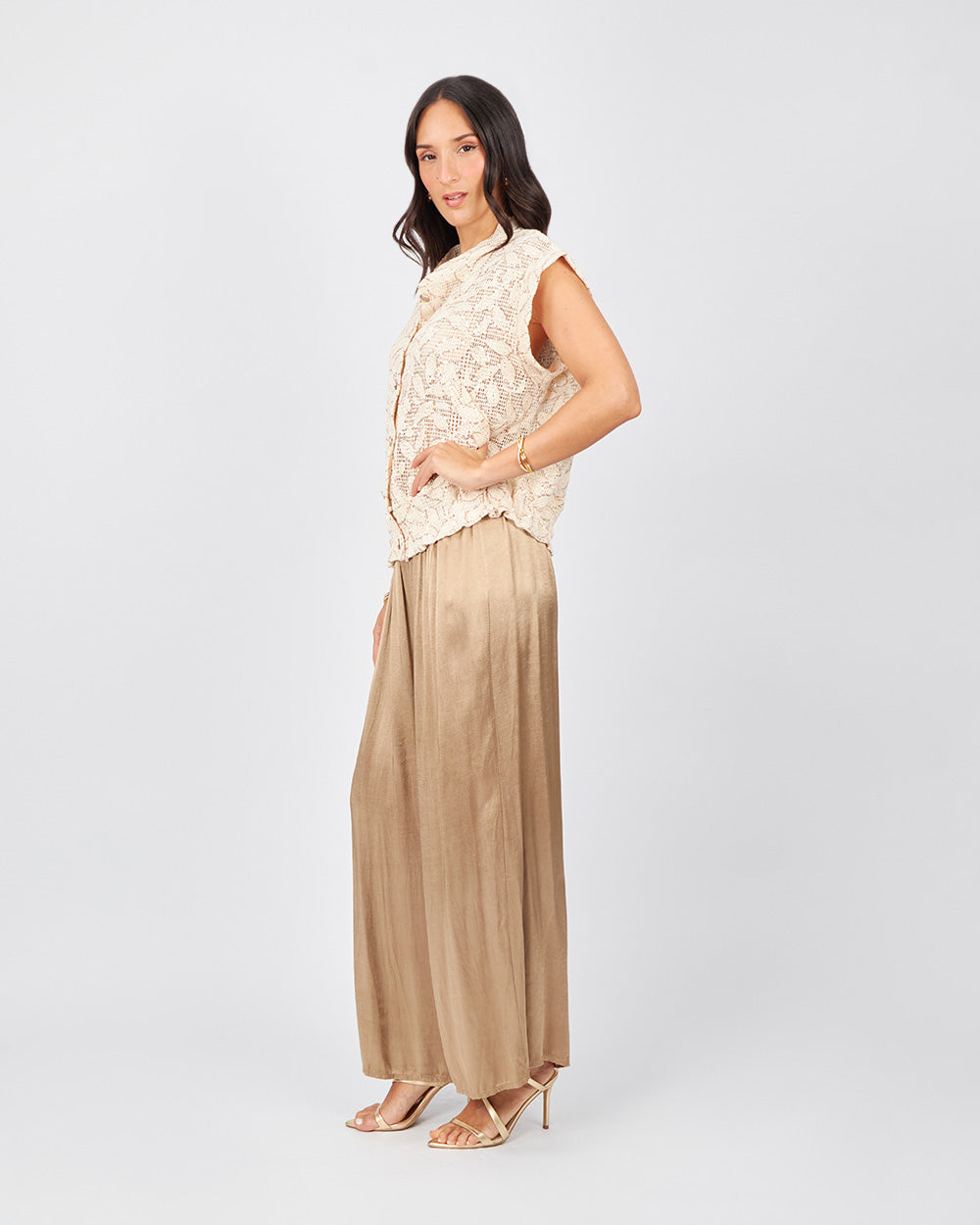 Antique Gold Pleated Trousers