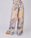 Beige Trousers With Blue Floral Print