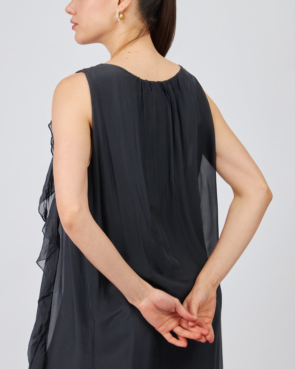 Gray Dress Ruffles And Lining