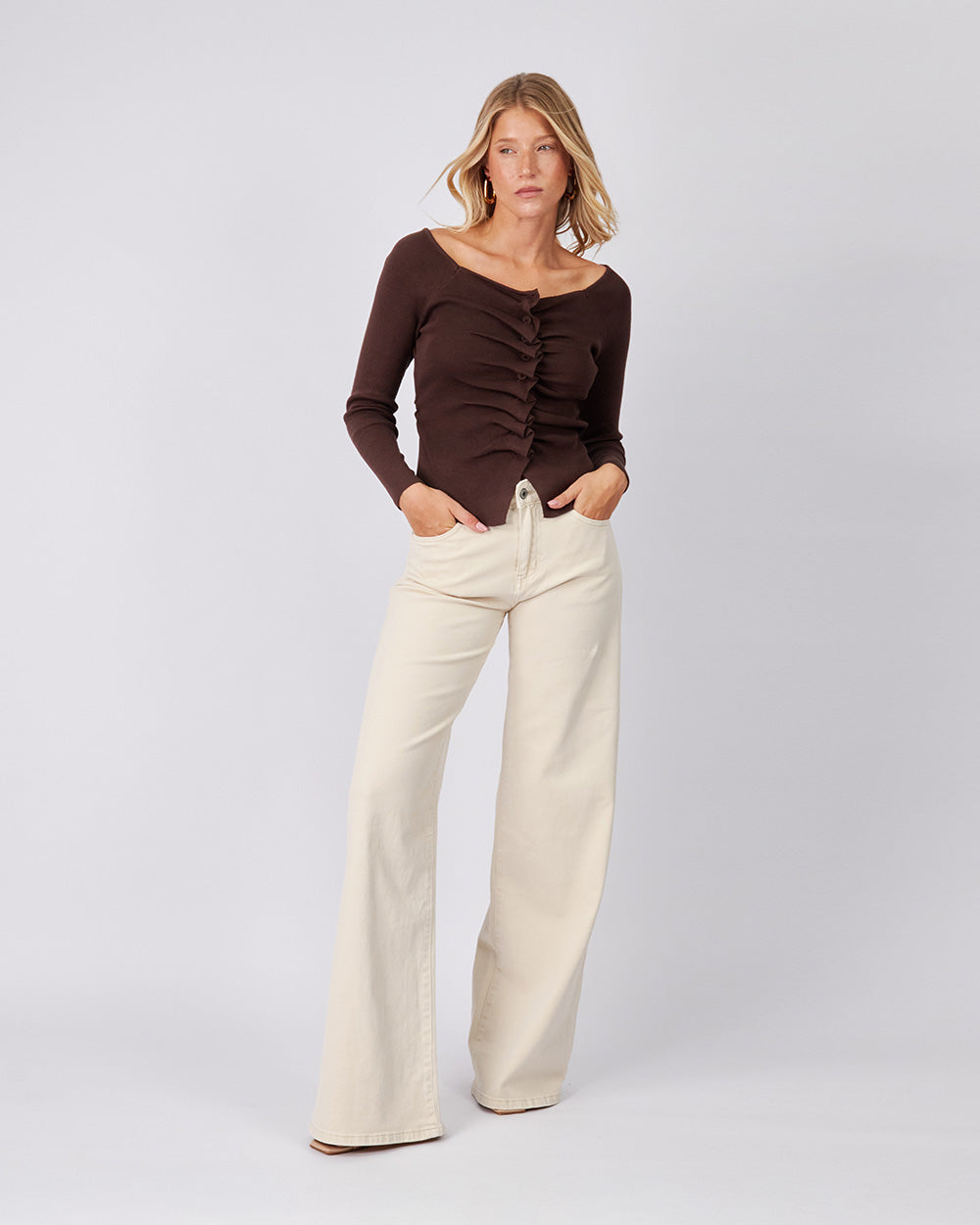 Cream Denim Pants