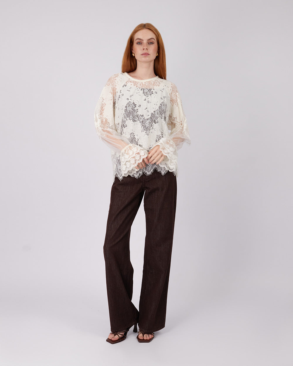 Brown Denim Pants Wide Leg